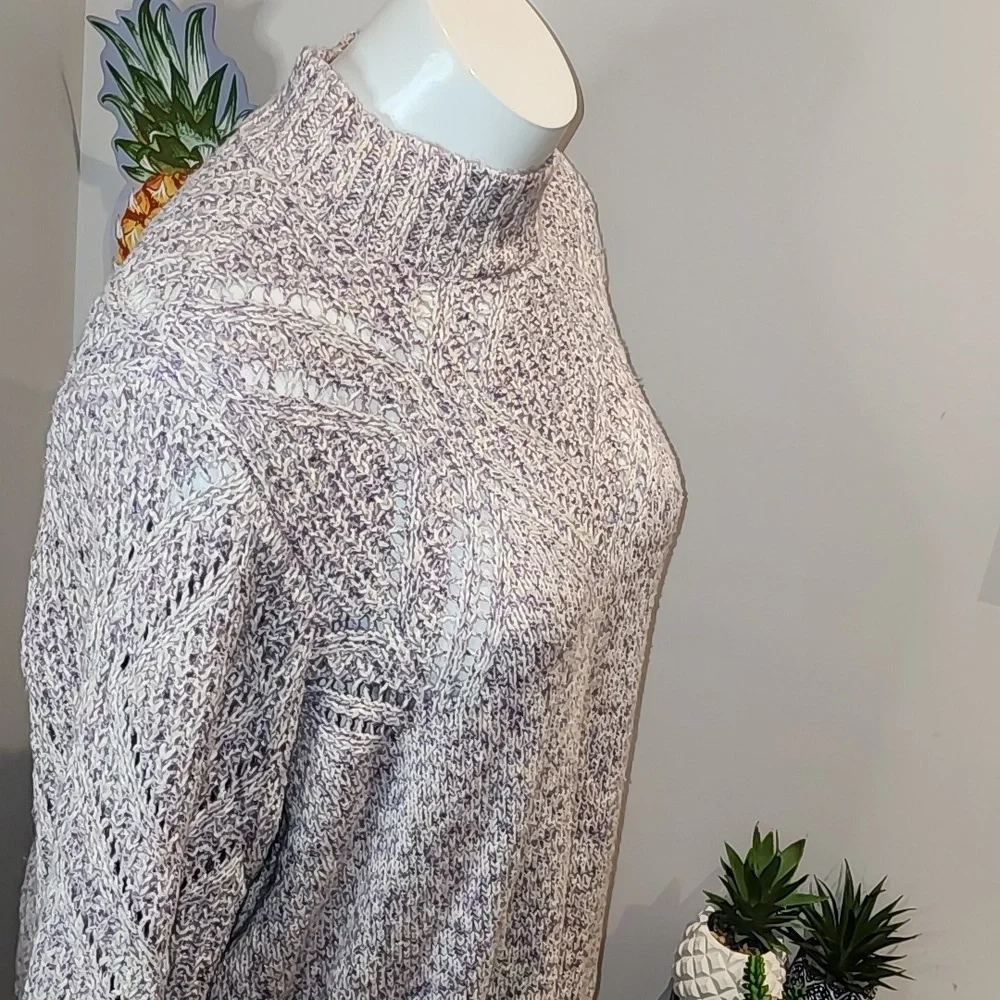 Torrid - Pullover Turtleneck Pointelle Sweater in Lavender - Picture 6 of 13